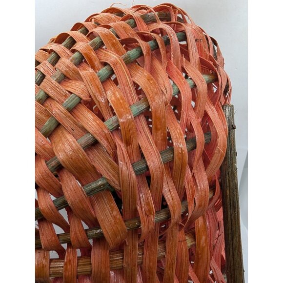 Basket Buttocks lightweight colorful woven w/ faux leaf vine Primitive Farmhouse - Picture 16 of 16